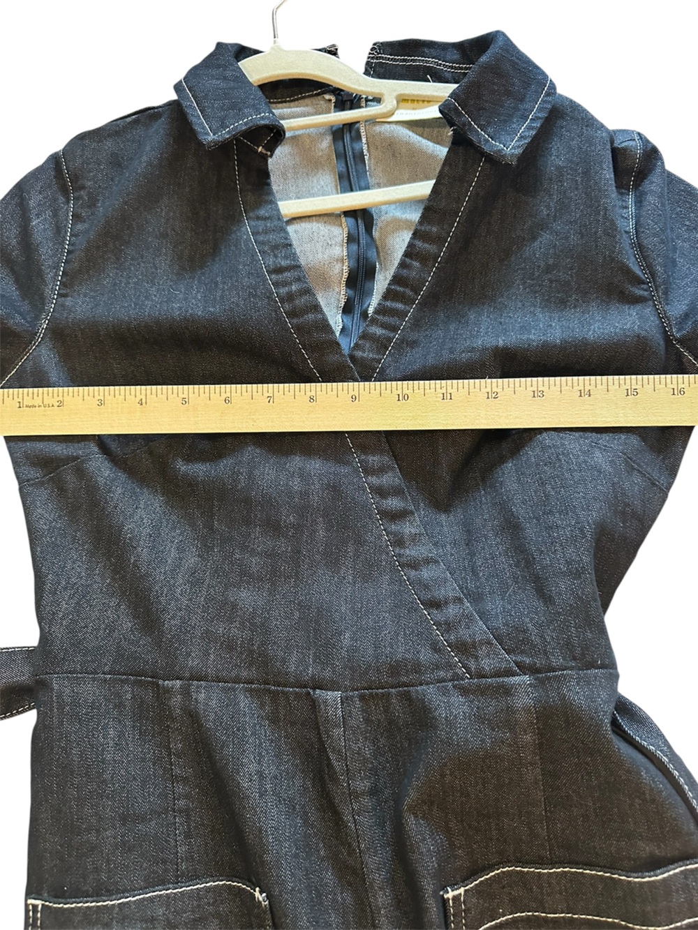 Anthropologie Maeve Dark Wash Denim Wide Leg Jumpsuit Size 4 - Picture 3 of 6